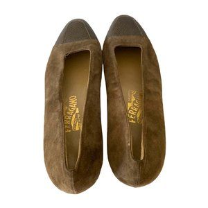 Salvatore Ferragamo Womens Shoes Flats  Suede Leather Taupe Casual Work Sz 10 AA